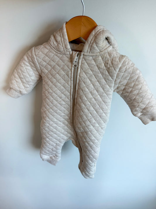 Cream Quilted Bunting Suit / 3-6m