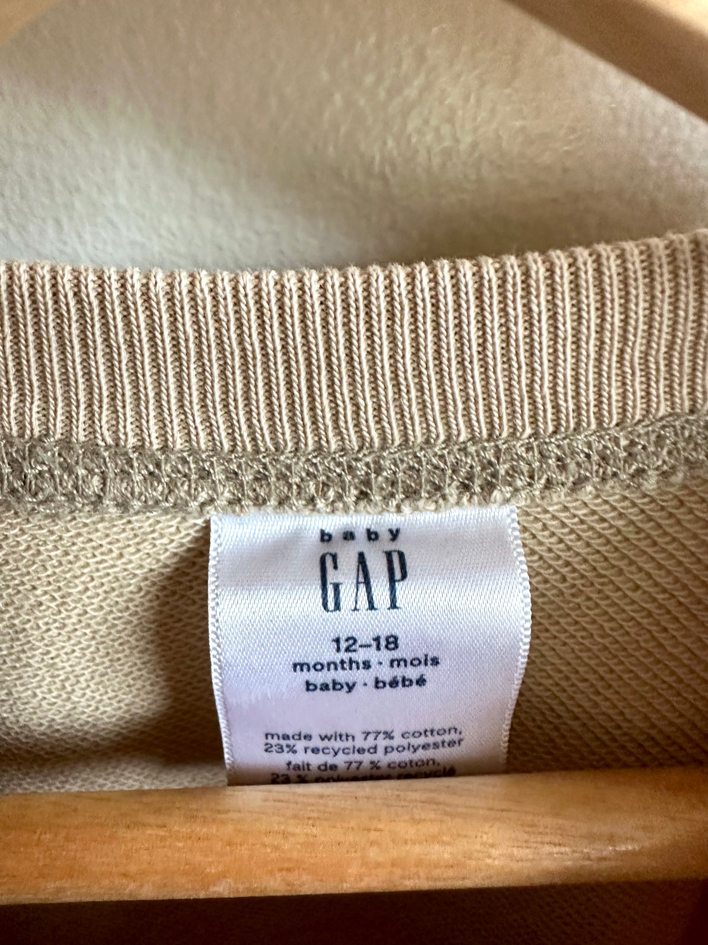 Gap Oat Crewneck + Shorts Set / 12-18m