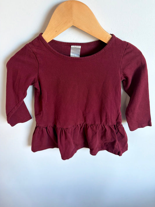 Maroon Peplum Dress / 12-18m