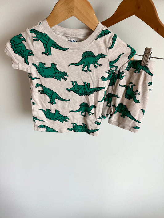 Green Dino PJ T-shirt + Shorts Set / 12-18m