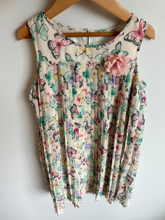 H&M Butterfly Pleated Dress / 8-9 years