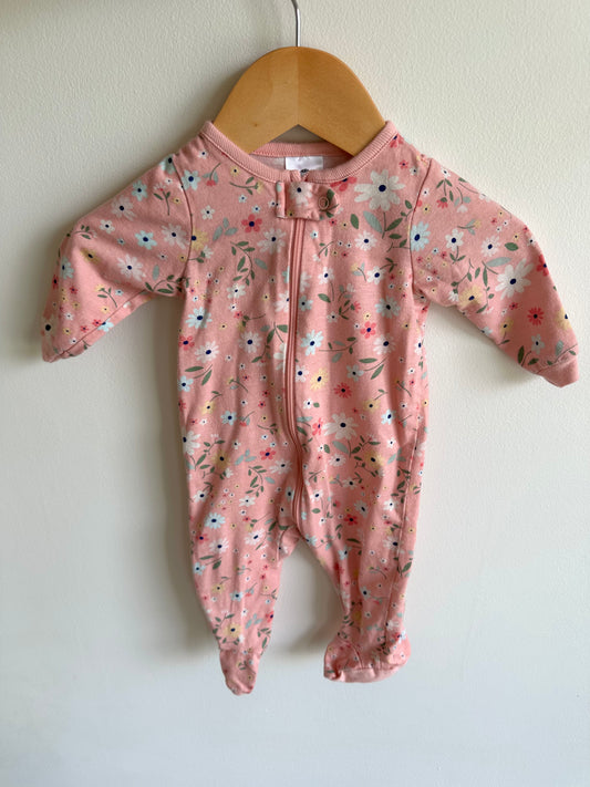 Pink Floral Footed Sleeper / 0-3m