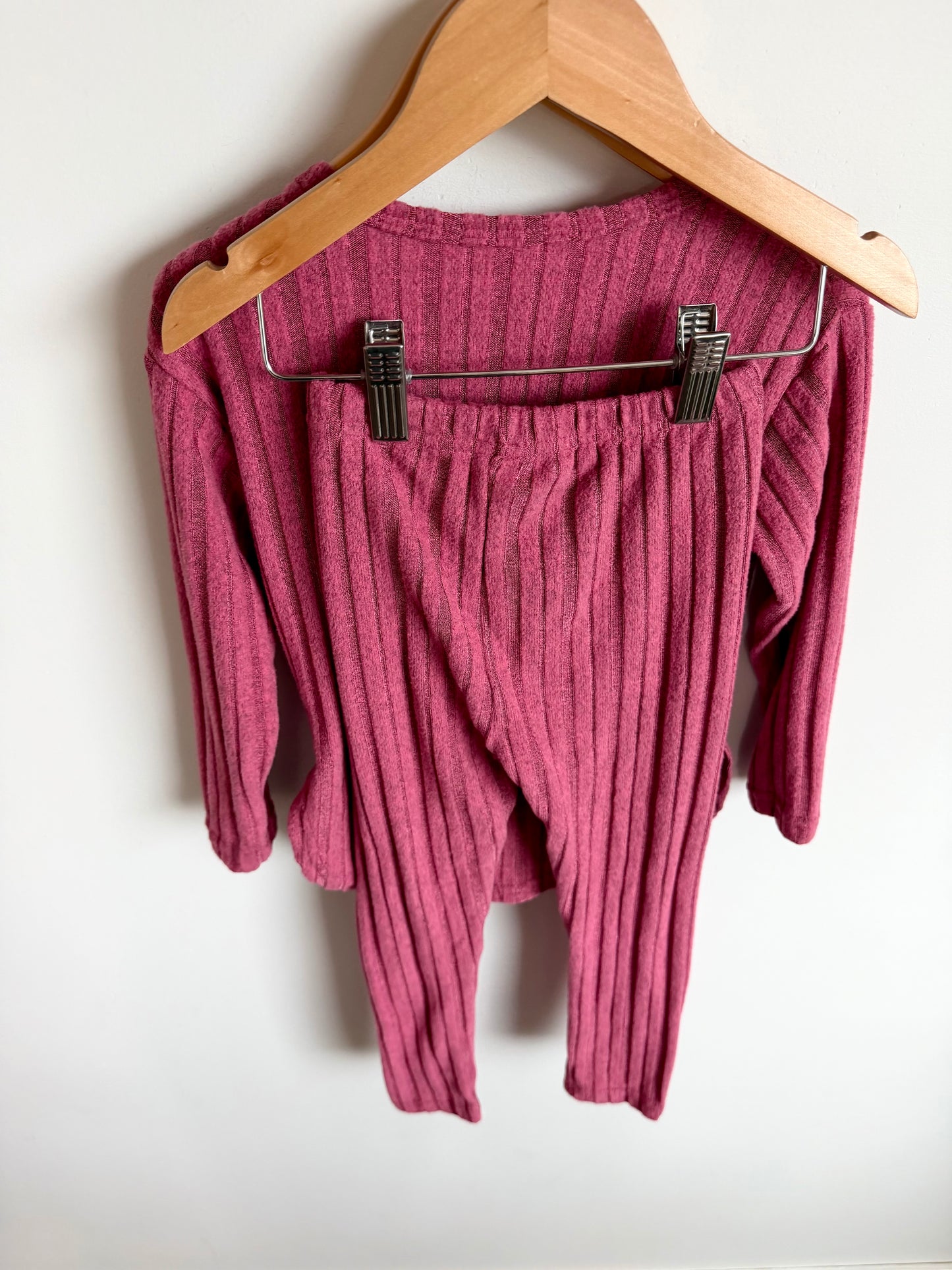 Fuchsia Ribbed Top + Pants Set / 2-3T