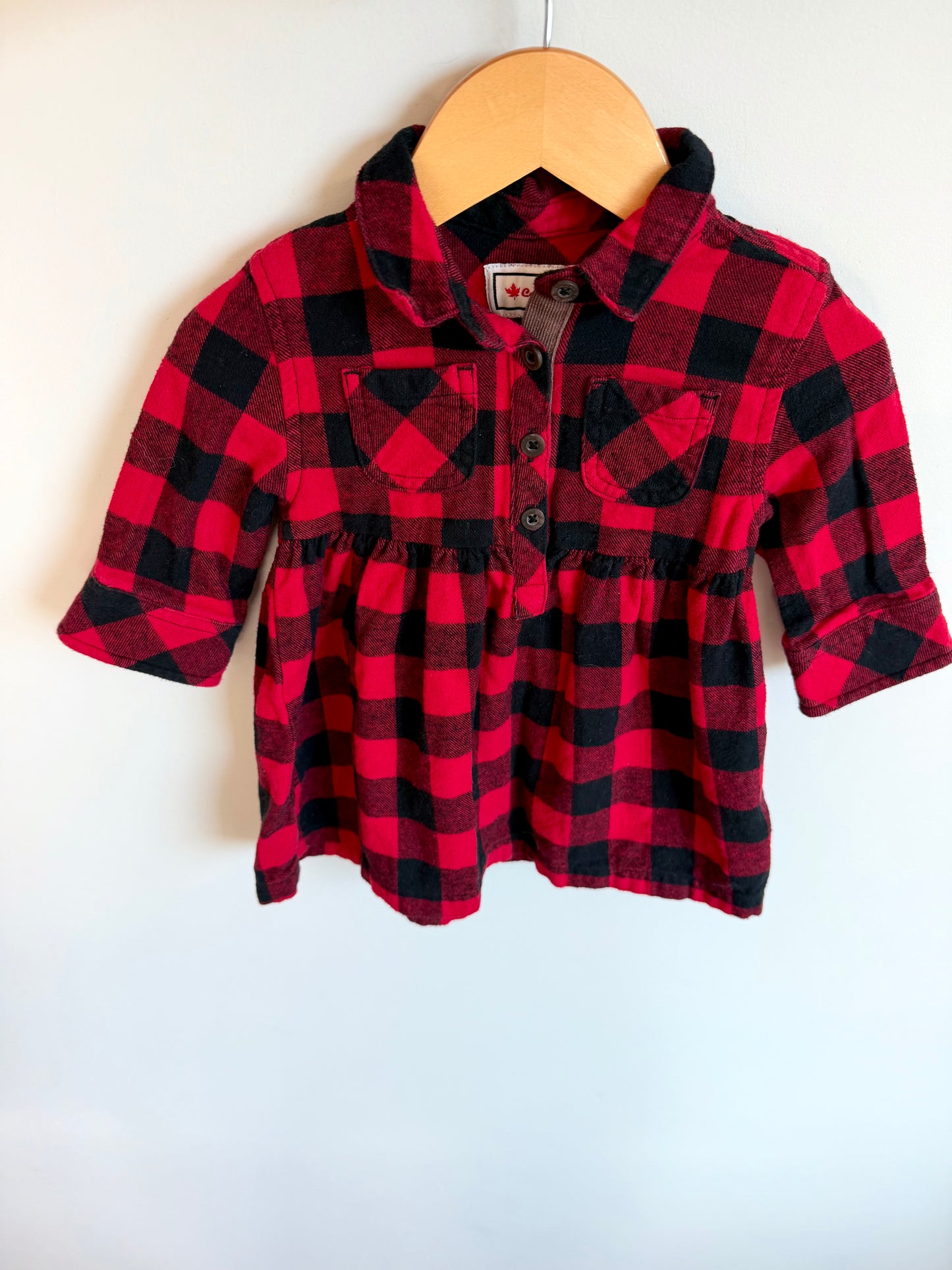 Plaid Long Sleeve Dress / 6-12m