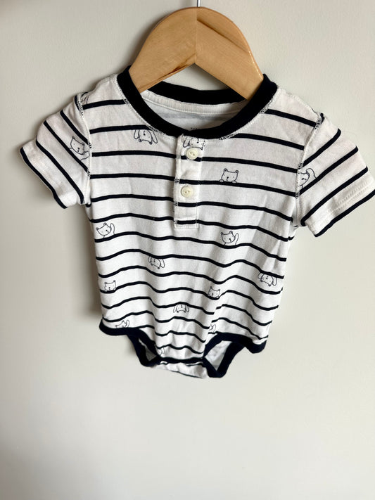 Gap Stripe Bear Button Up Bodysuit / 12-18m