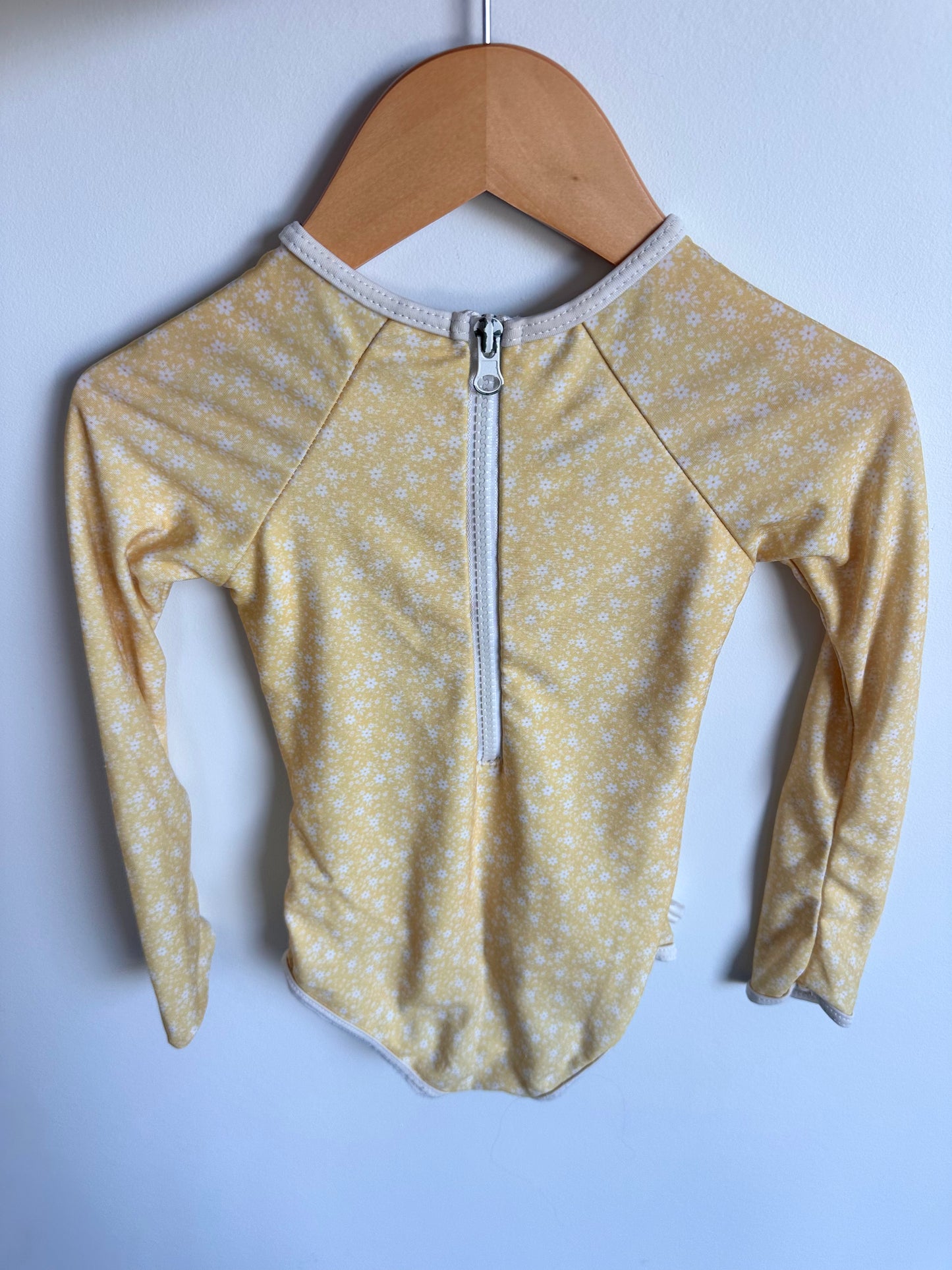 Yellow Floral Swimsuit / 2T