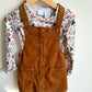 Corduroy Overall Dress + Floral Long Sleeve Set / 3T