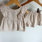 Beige Vertical Stripe Top + Shorts Set / 3T