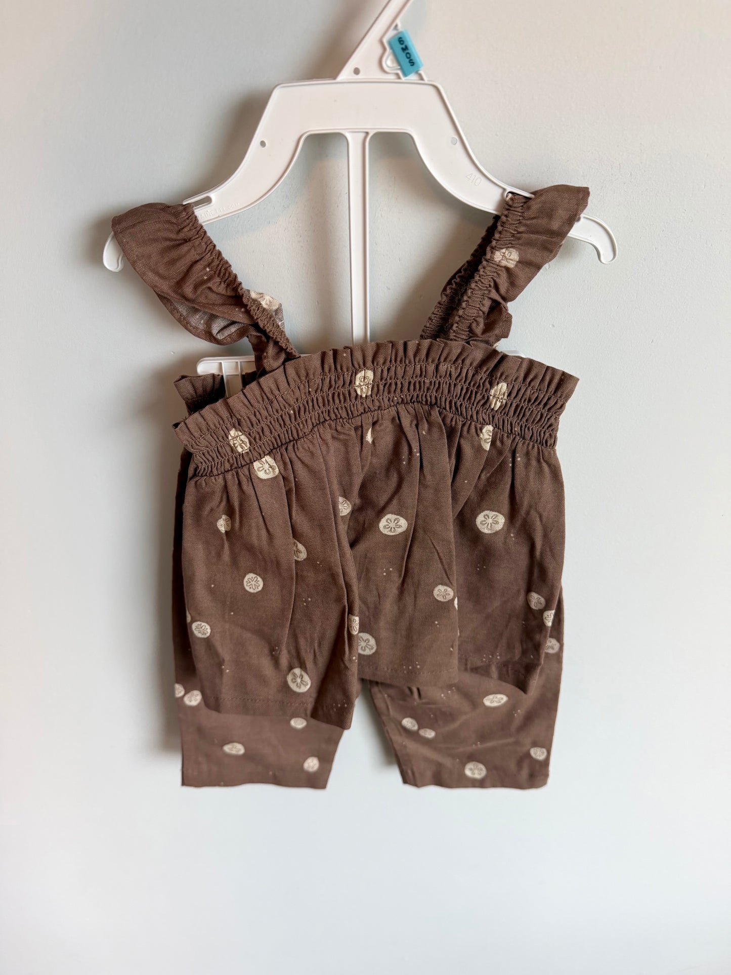 100% Cotton Brown Sand Dollar Top + Pants Set (With Tags) / 6m
