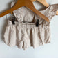 Beige Vertical Stripe Top + Shorts Set / 3T