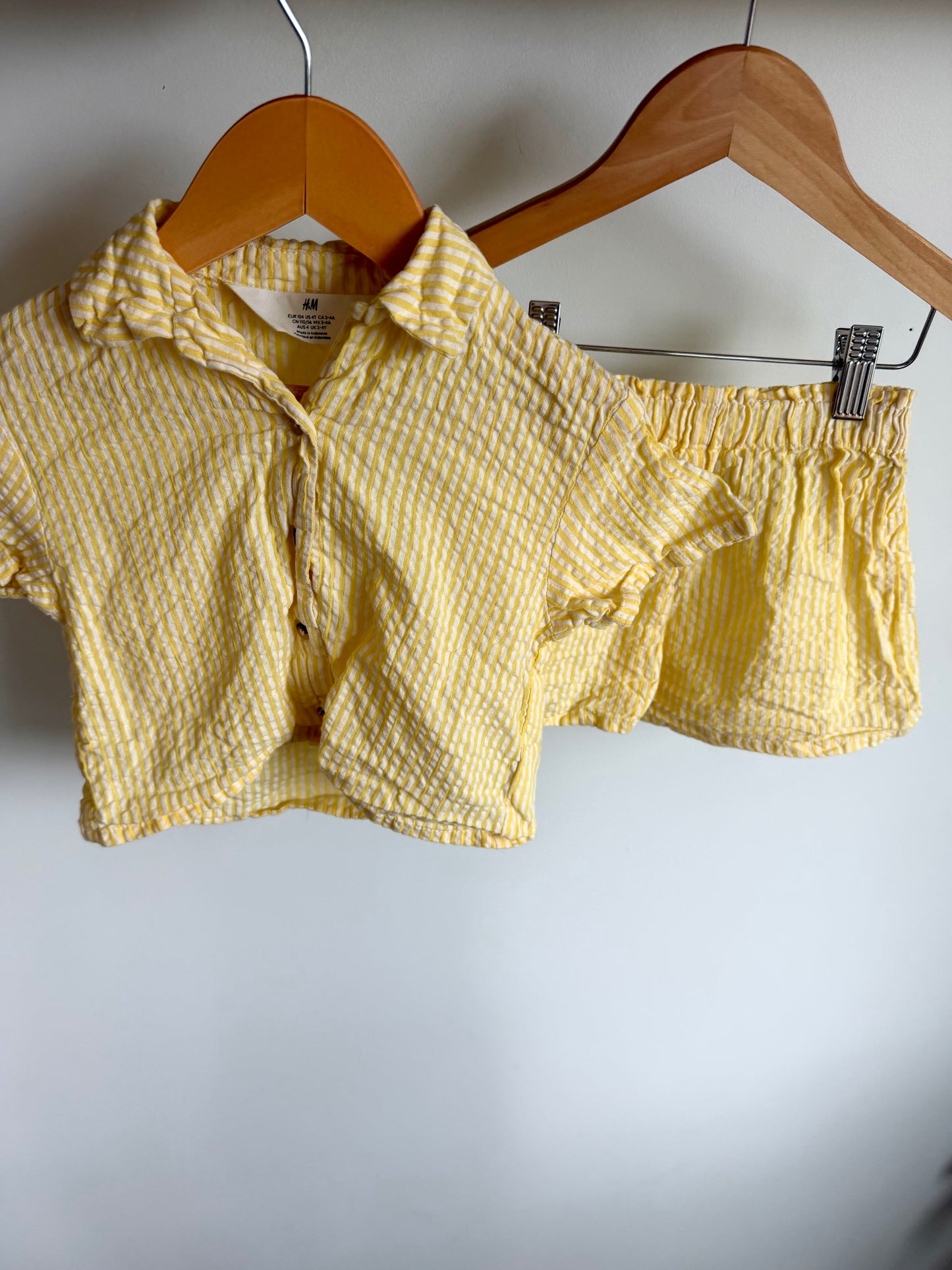 Yellow Striped Collared Top + Shorts Set / 3T
