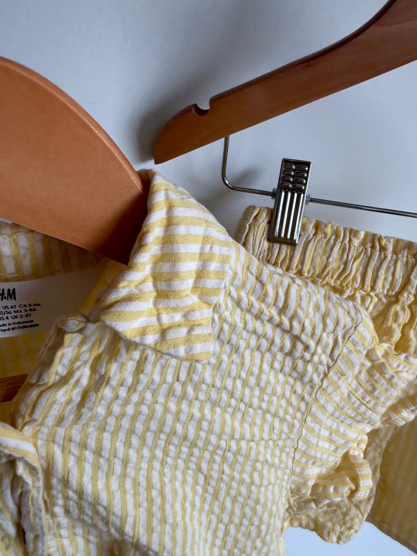 Yellow Striped Collared Top + Shorts Set / 3T