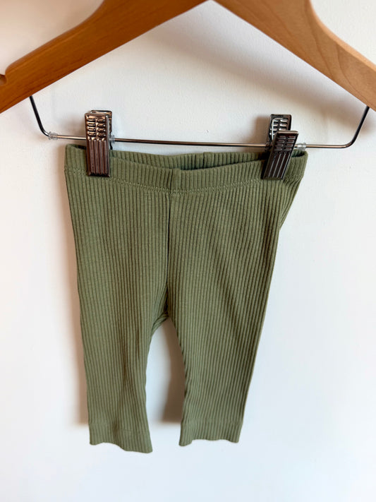 Olive Ribbed Pants / 3-6m