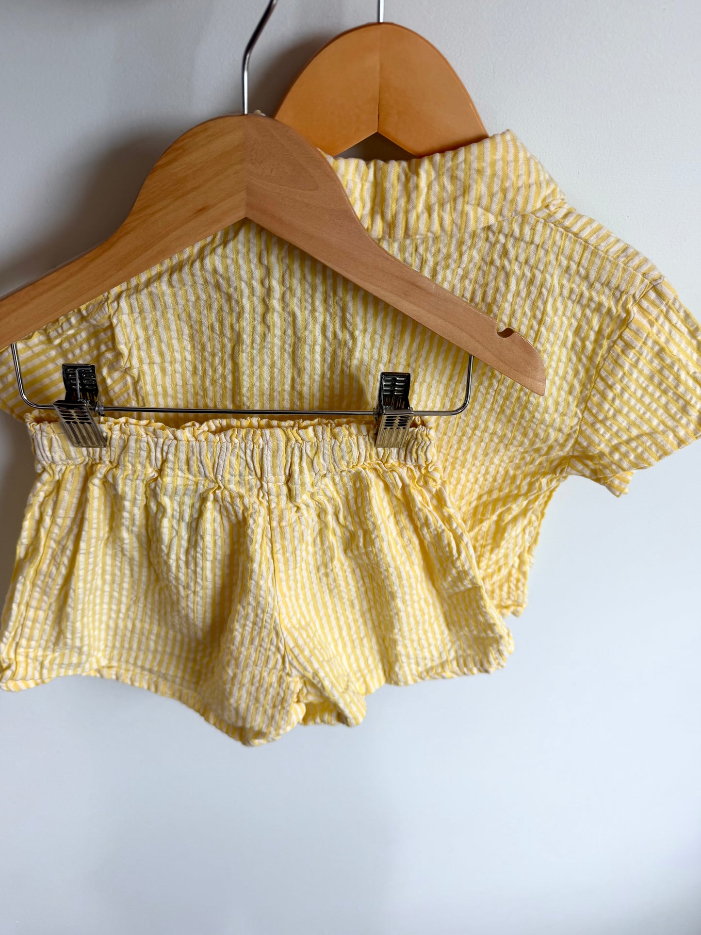 Yellow Striped Collared Top + Shorts Set / 3T