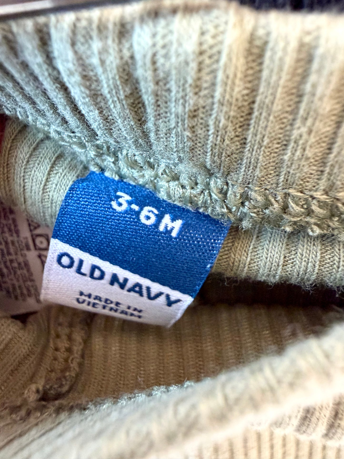 Olive Ribbed Pants / 3-6m