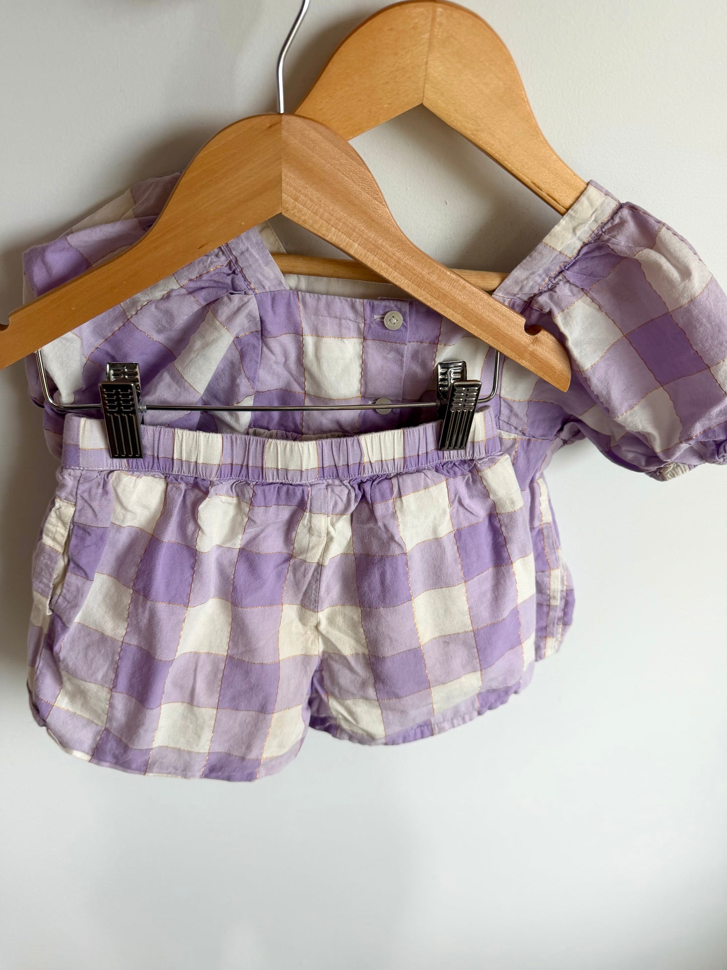 Gap Purple Checkered Top + Shorts Set (Play) / 3-4T