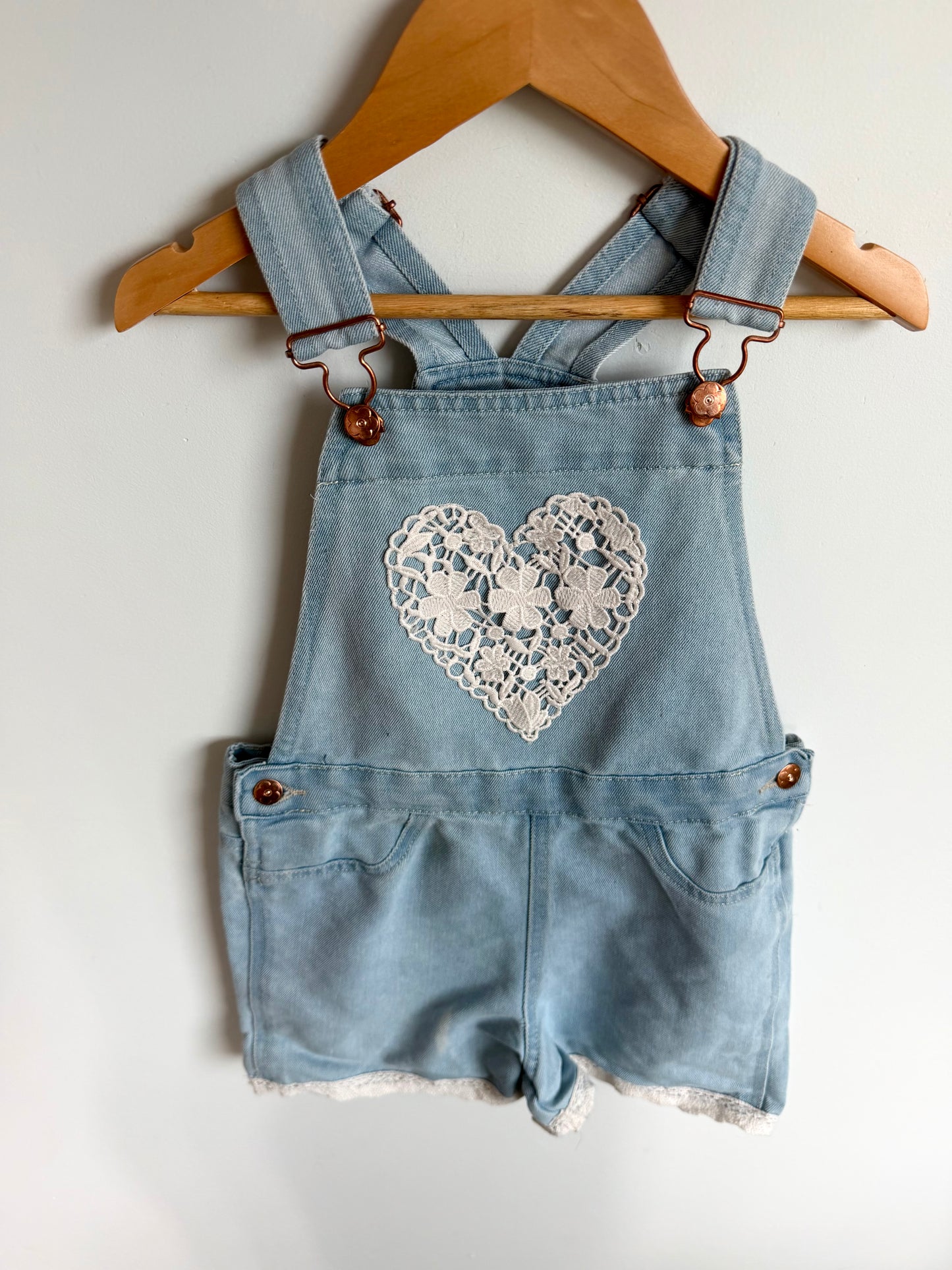 Heart Lace Short Overalls / 4T