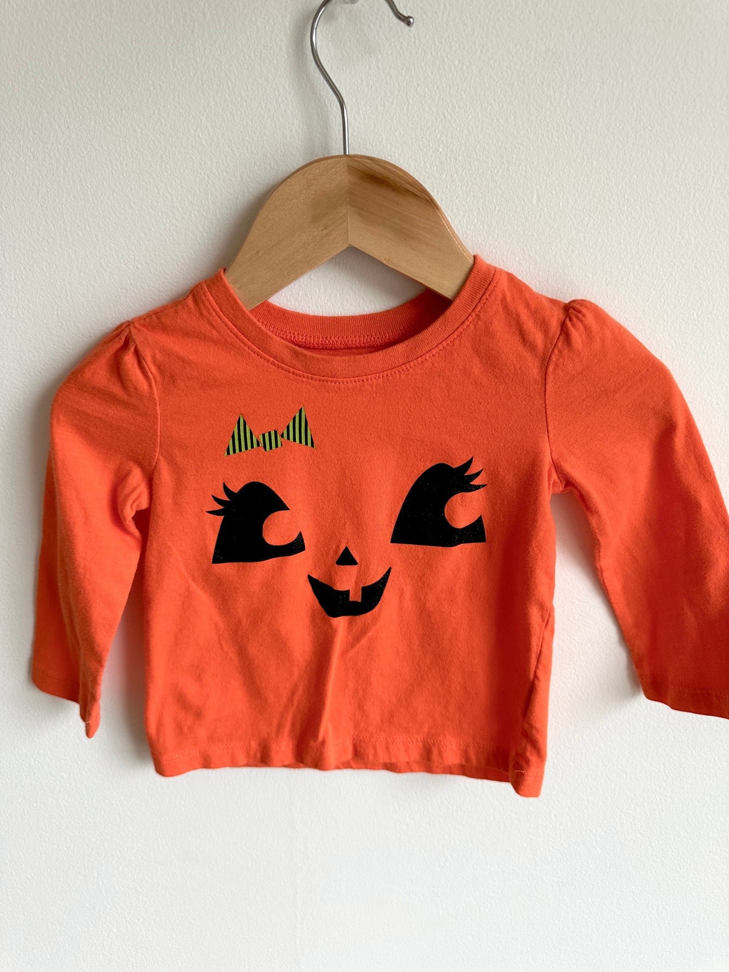 Orange Pumpkin with Lashes Shirt / 12-18m