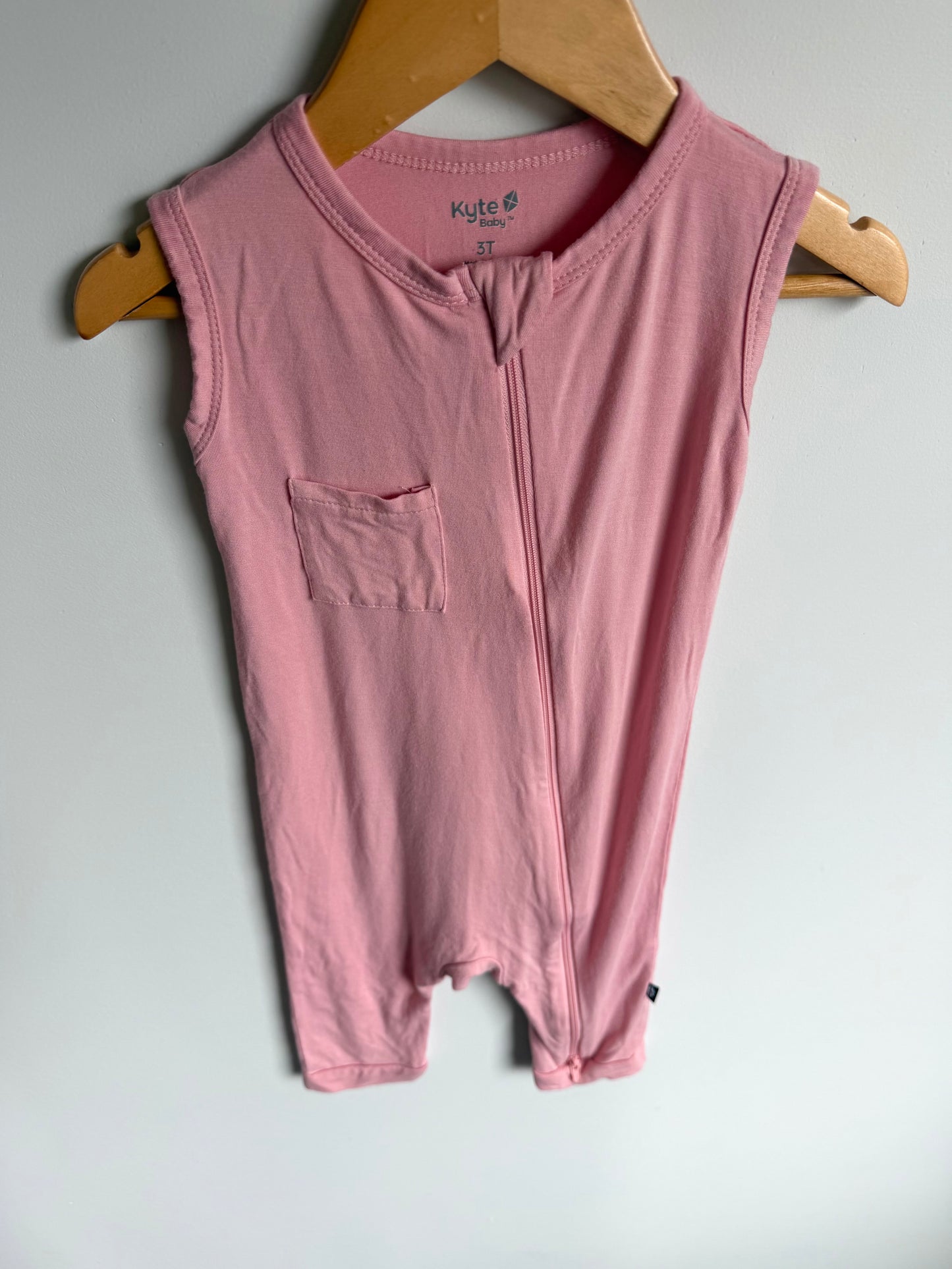 Kyte Pink Short Sleeve Romper / 3T