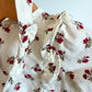 Cream Floral Bubble Romper Bodysuit with Headband / 3m