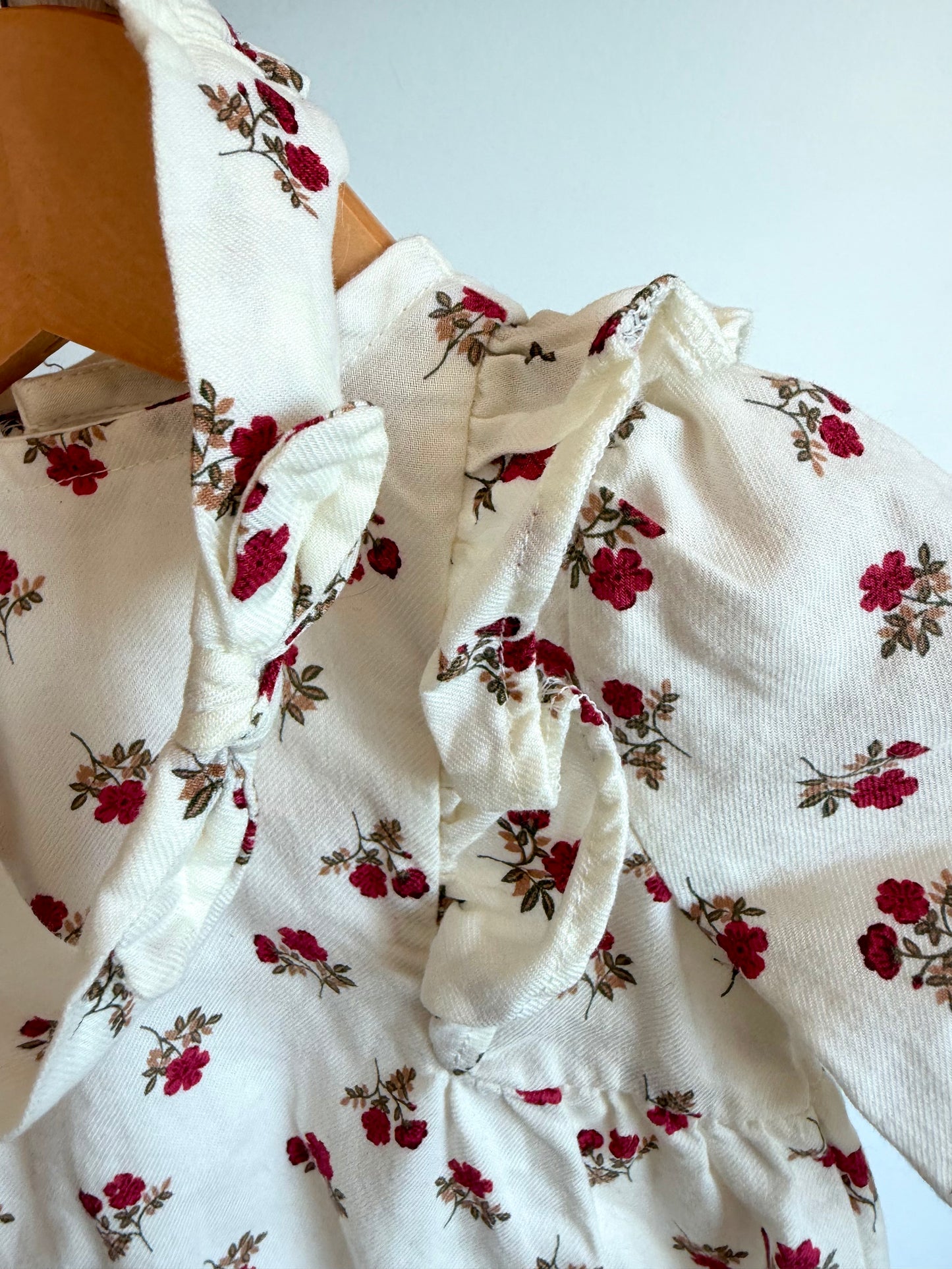 Cream Floral Bubble Romper Bodysuit with Headband / 3m