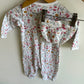 Hat + Jumpsuit Floral Pattern / 3-6m