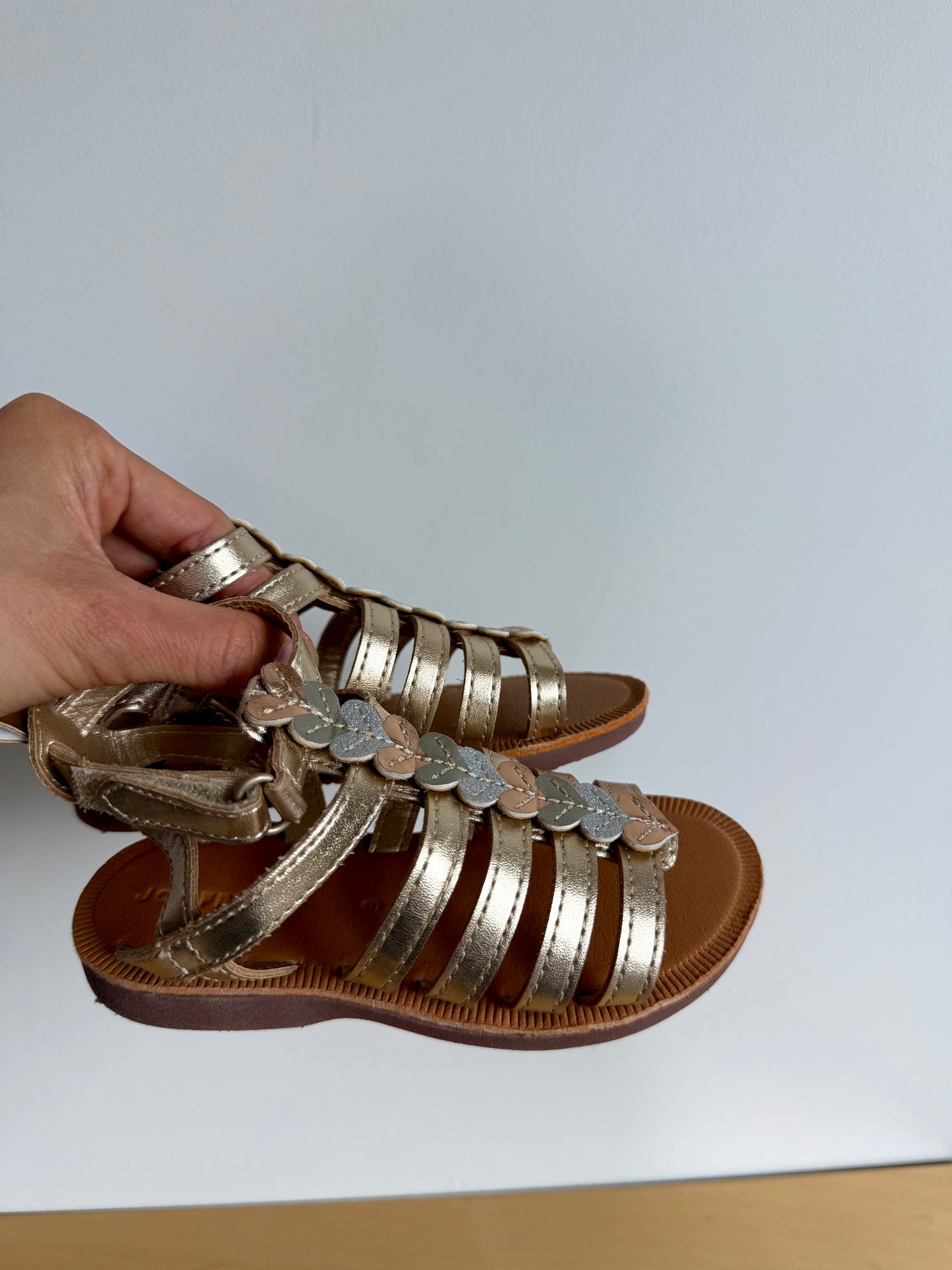 Heart Gold Strap Sandals / Size 9 Toddler