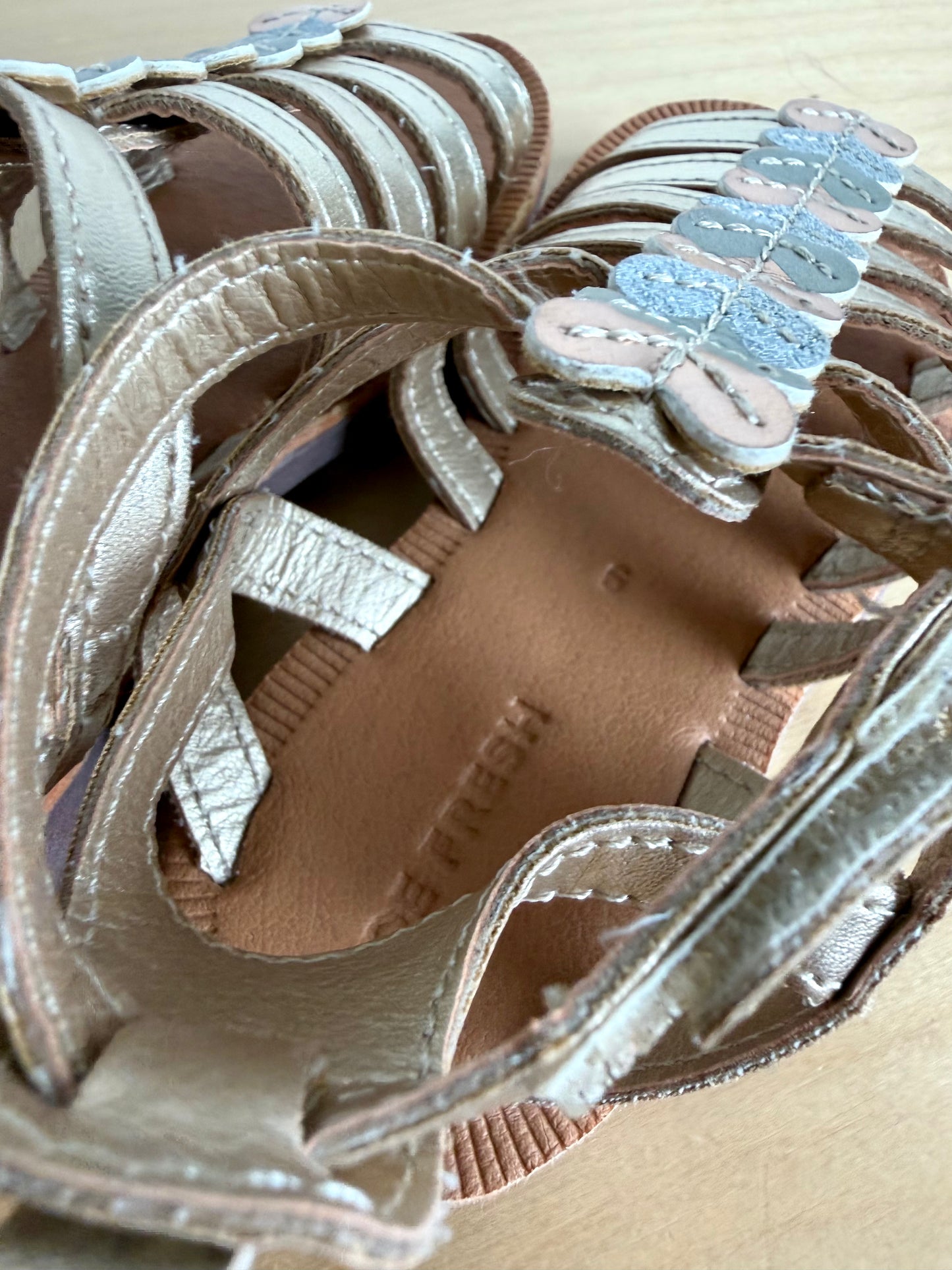 Heart Gold Strap Sandals / Size 9 Toddler