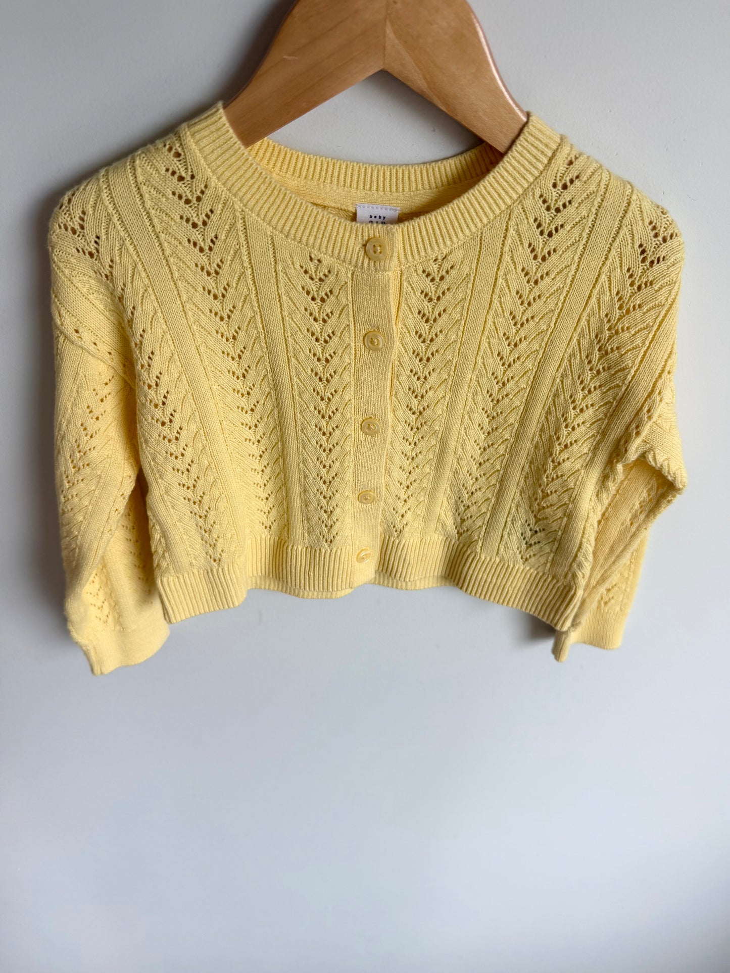 Yellow Eyelet Cardigan / 2T