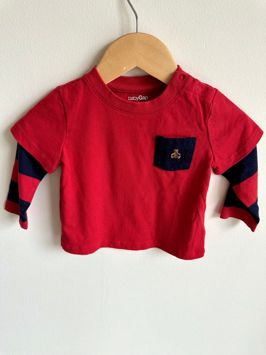 Gap Striped Arm Long Sleeve / 6-12m