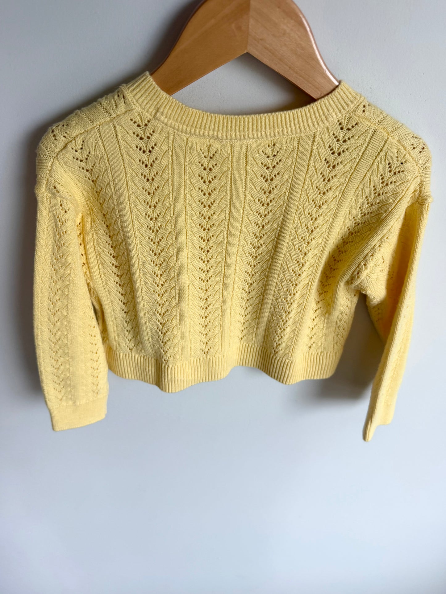 Yellow Eyelet Cardigan / 2T
