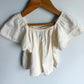 Cream Scalloped Trim Top / 3T
