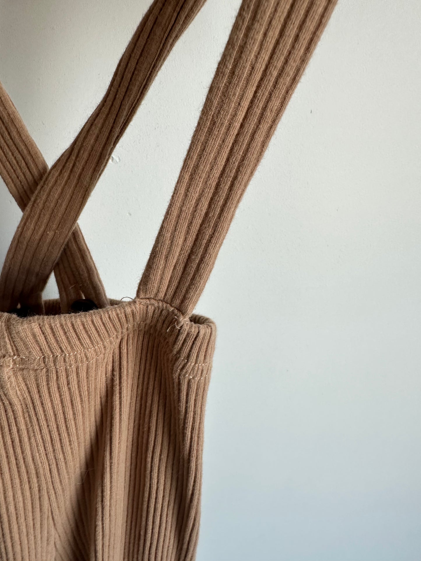 Tan Suspender Leggings/ 12-18m