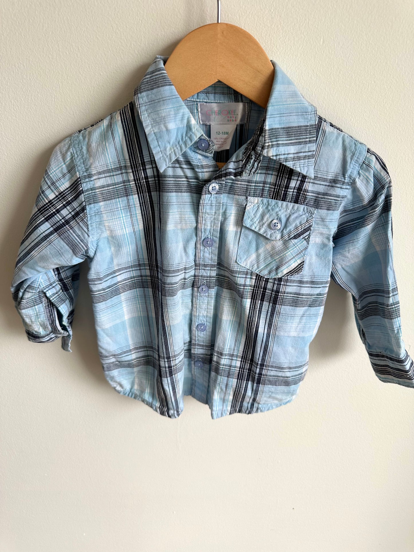 Blue Striped Dress Shirt / 12-18m