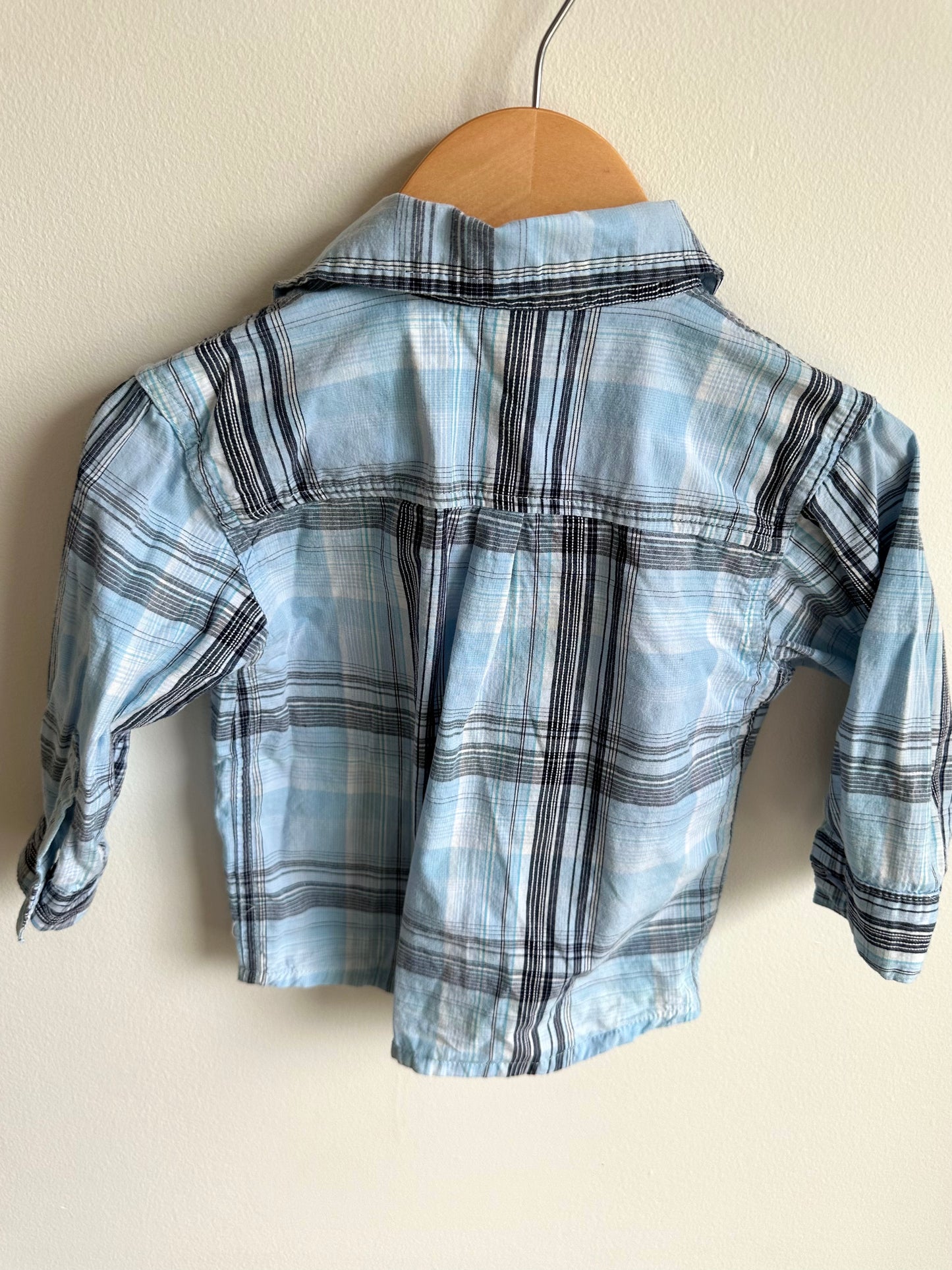 Blue Striped Dress Shirt / 12-18m