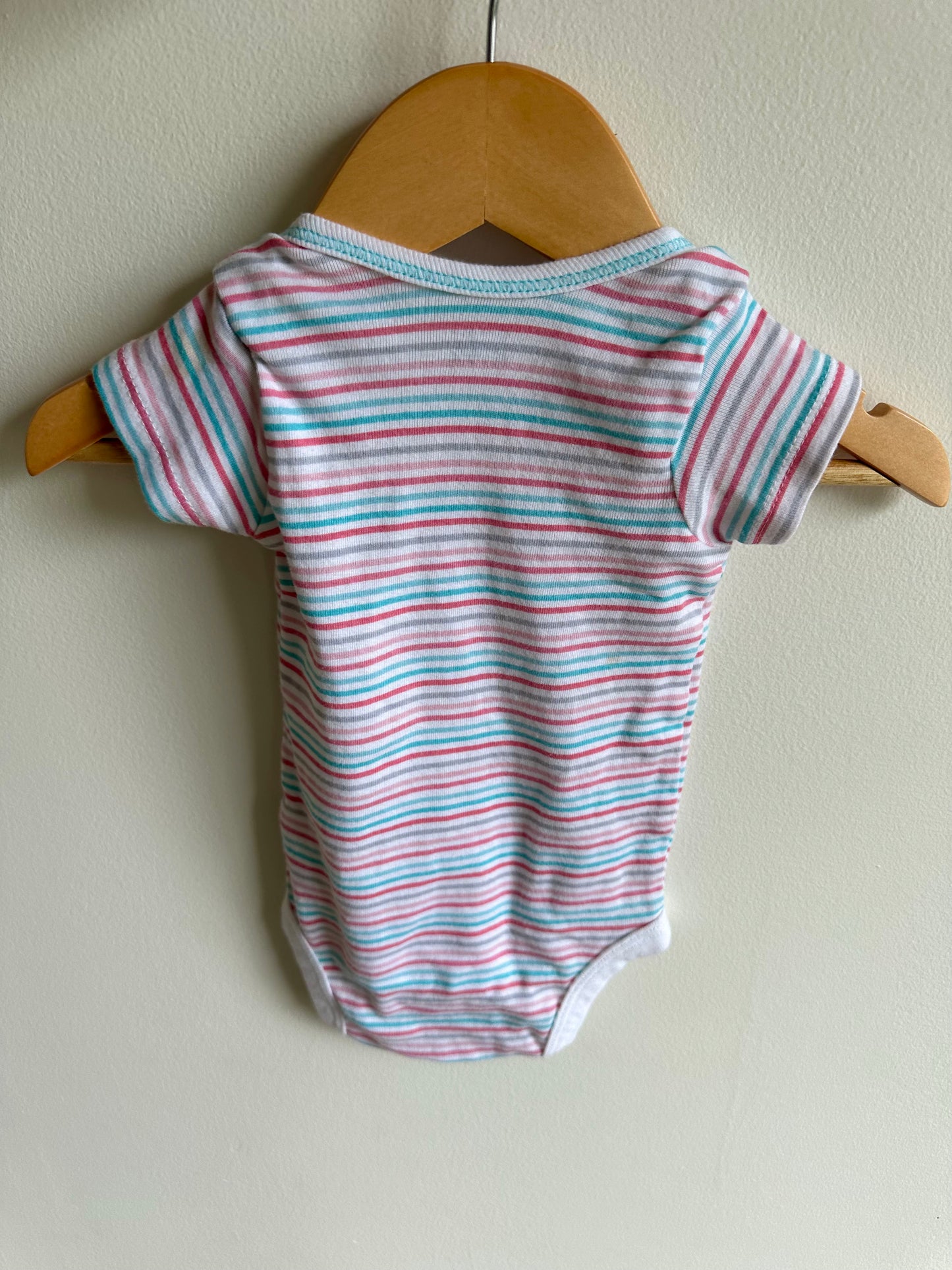 Pink Grey Blue Stripe Bodysuit / 12m