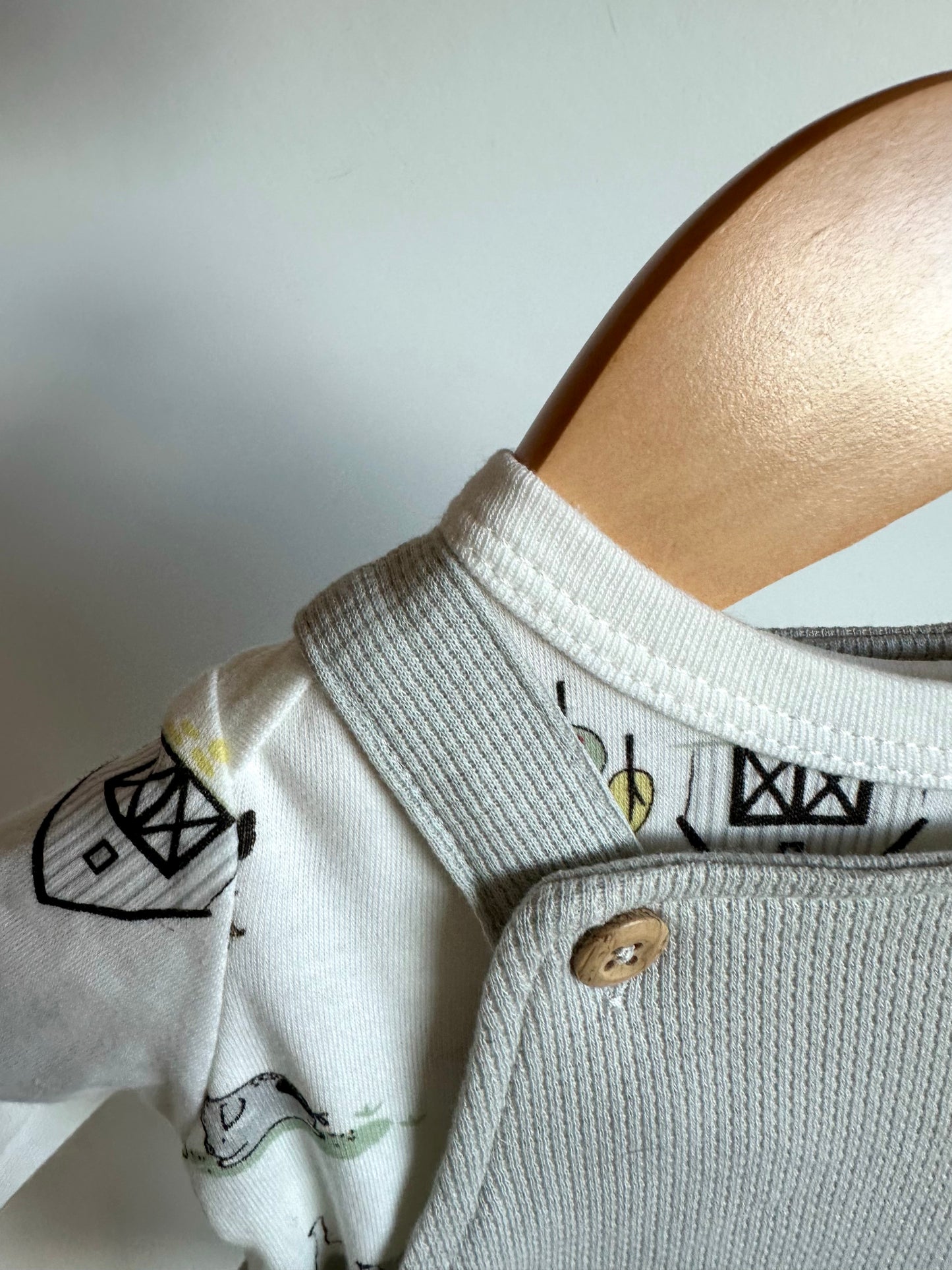 100% Organic Waffle Overalls and Farm Bodysuit / 3-6m