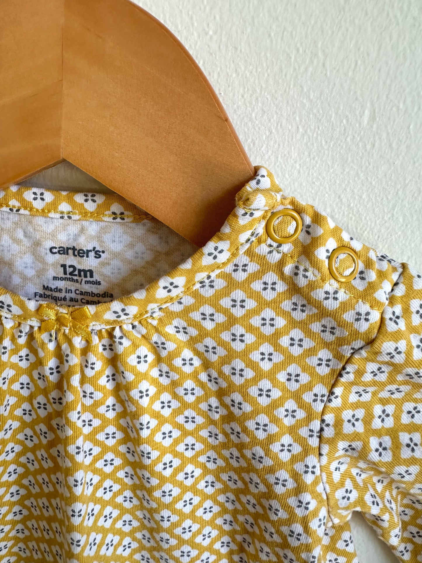 Yellow Patterned Bodysuit with Skirt / 12m