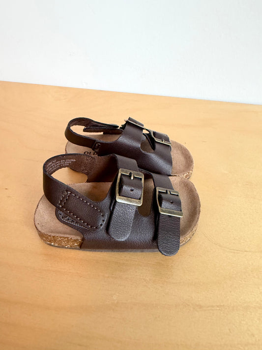 Brown Double Strap Baby Sandals / 3-6m