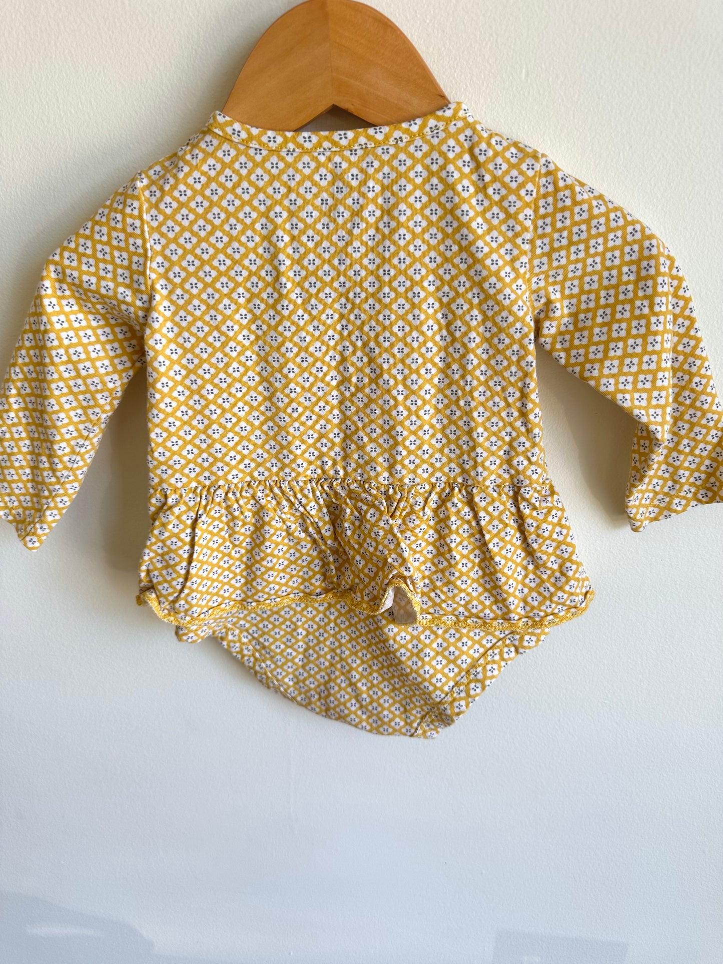 Yellow Patterned Bodysuit with Skirt / 12m