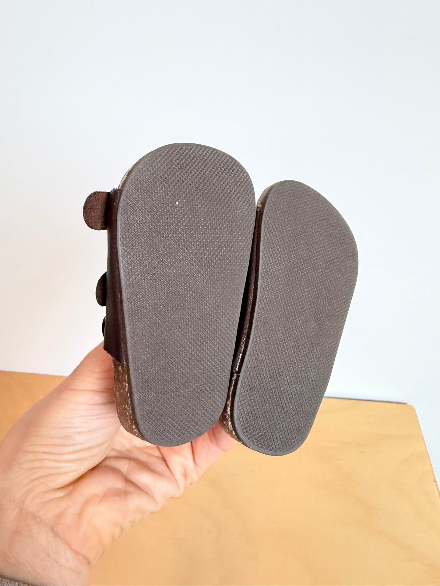 Brown Double Strap Baby Sandals / 3-6m