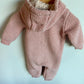 Fuzzy Pink Hooded Jumpsuit / 9m