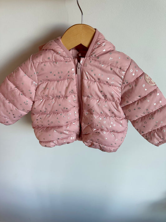 Gap Pink Stars Puffer Jacket / 6-12m