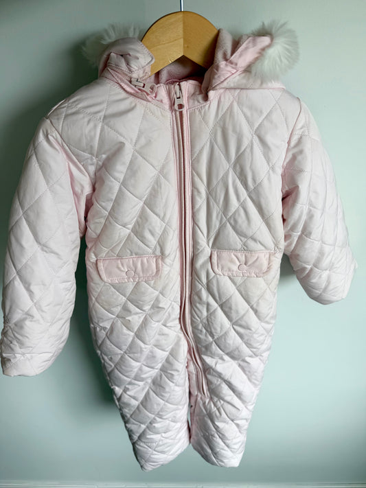 Pink Hood Pockets Bunting Suit / 18-24m