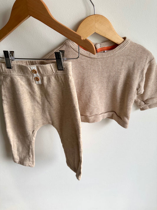 Organic Oat Cropped Crewneck + Pants Set / 12m