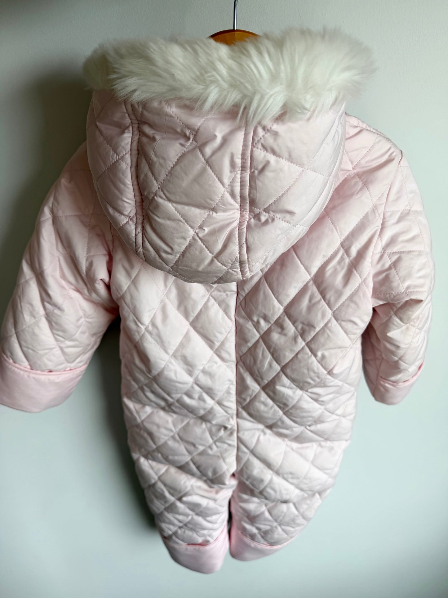 Pink Hood Pockets Bunting Suit / 18-24m