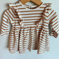 Organic Tan Striped Ruffle Dress/ 6-9m
