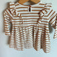 Organic Tan Striped Ruffle Dress/ 6-9m