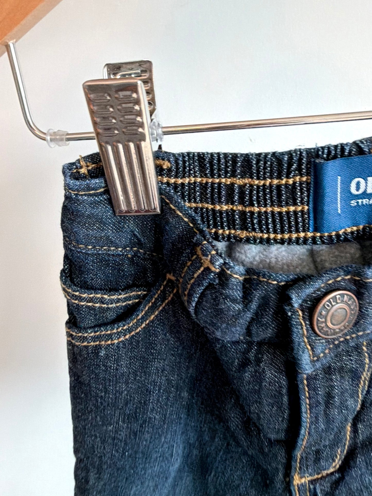 Fleece Lined Dark Jeans with Elastic Waist / 6-12m