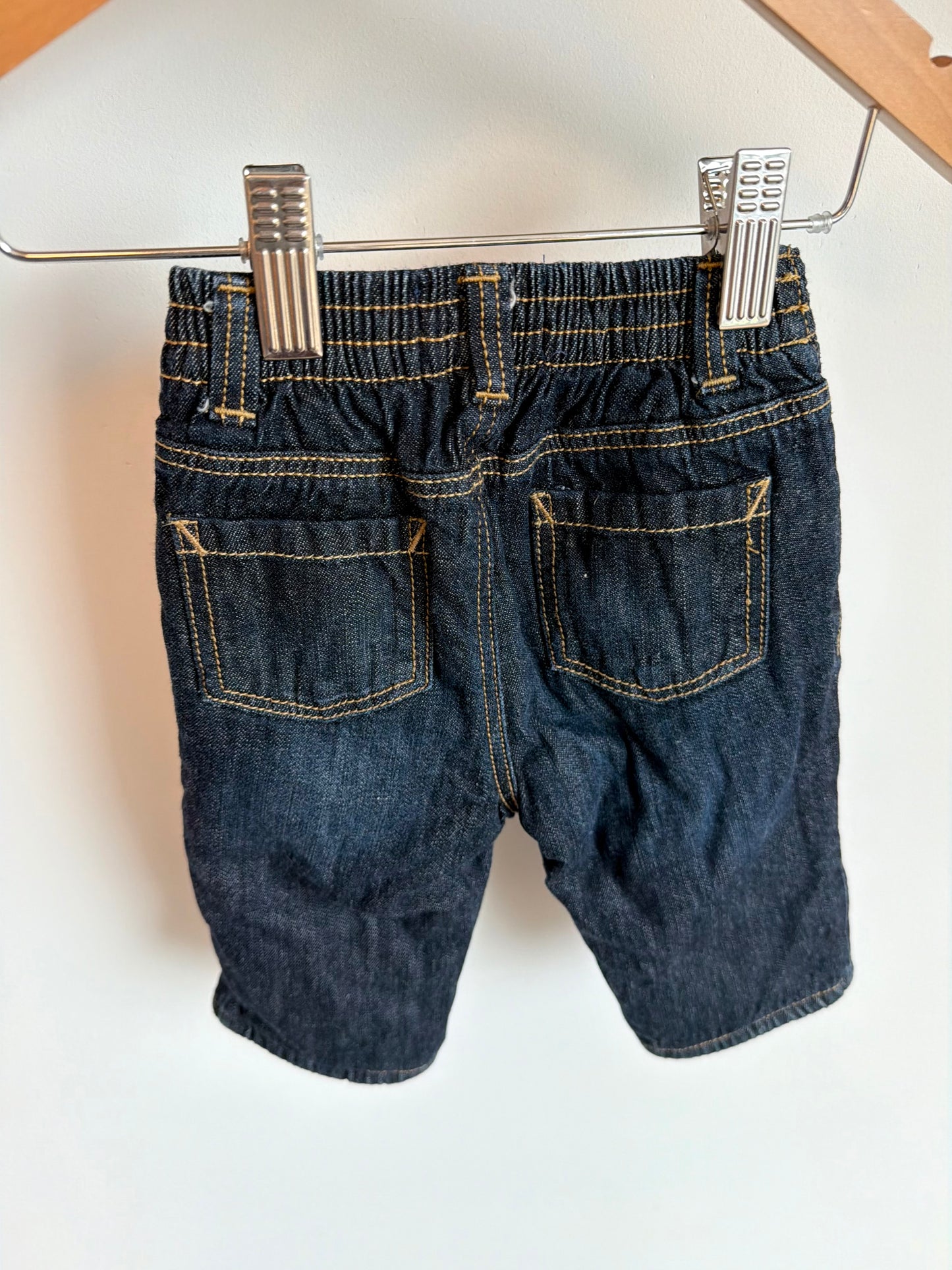 Fleece Lined Dark Jeans with Elastic Waist / 6-12m